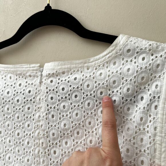 Talbots White Eyelet Lace Dress Cotton A Line - 14 - Picture 7 of 7